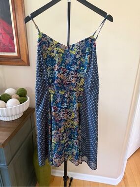 Xhilaration Blue Floral Boho Sundress Sleeveless Smocked Back Midi Dress
